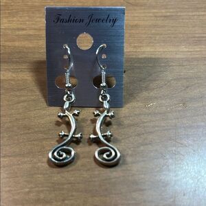Silver Lizard Dangle Earrings